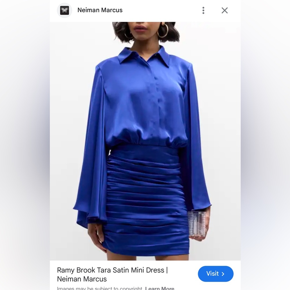 Ramy Brook Royal Blue Satin Mini Dress